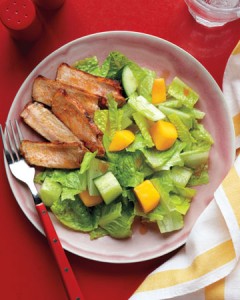 Recipe: Cucumber and mango salad with chili-spiced pork